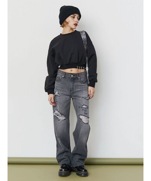 EVRIS（エヴリス）の「ダメージニット帽（ニットキャップ/ビーニー・レディース・ブラック/グレー・FREE）」の11枚目の写真