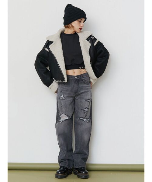 EVRIS（エヴリス）の「ダメージニット帽（ニットキャップ/ビーニー・レディース・ブラック/グレー・FREE）」の12枚目の写真