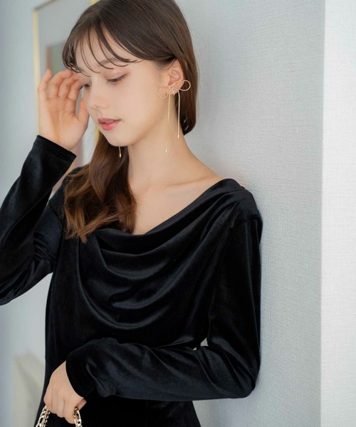 NOELA(ノエラ)の「ドレープベロアワンピ(ワンピース・レディース・ボルドー/ブラウン/ブラック・S/M)」の6枚目の写真