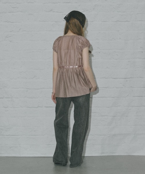 SHAGGIE（シャギー）の「シアーストライプチュニックブラウス（シャツ/ブラウス・レディース・ホワイト/ピンク/ブラック・FREE）」の18枚目の写真