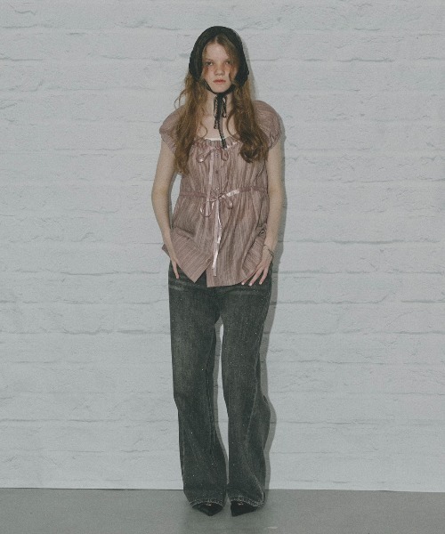 SHAGGIE（シャギー）の「シアーストライプチュニックブラウス（シャツ/ブラウス・レディース・ホワイト/ピンク/ブラック・FREE）」の17枚目の写真