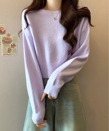 ボートネック ショート丈 ニット トップス