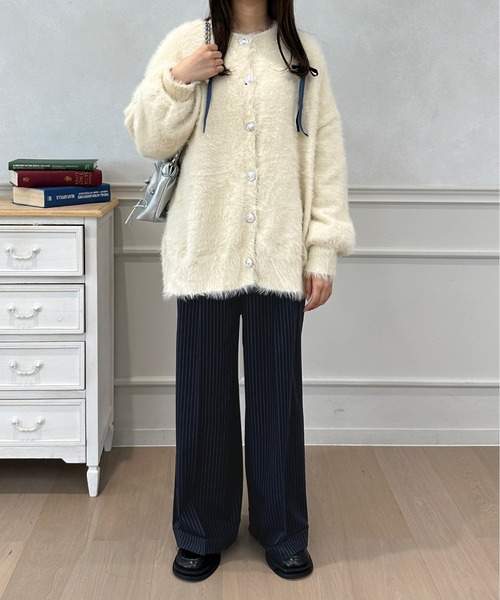 kutir(クティール)の「ワイドストレートスラックスパンツ(スラックス・レディース・グレー系その他2/ネイビー×ホワイト/ブラック×ホワイト/ブラック/チャコールグレー・マルチサイズ)」の16枚目の写真