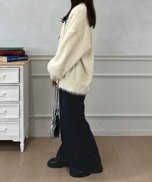 kutir(クティール)の「ワイドストレートスラックスパンツ(スラックス・レディース・グレー系その他2/ネイビー×ホワイト/ブラック×ホワイト/ブラック/チャコールグレー・マルチサイズ)」の17枚目の写真