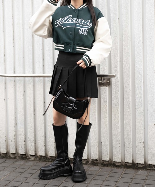 WEGO（ウィゴー）の「WEGO/スタジアムロゴショートスタジャン（スタジャン・レディース・ブラック系その他/グリーン/ブラック/ワイン・FREE）」の16枚目の写真