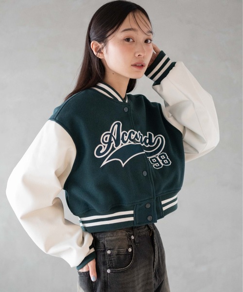 WEGO（ウィゴー）の「WEGO/スタジアムロゴショートスタジャン（スタジャン・レディース・ブラック系その他/グリーン/ブラック/ワイン・FREE）」の19枚目の写真