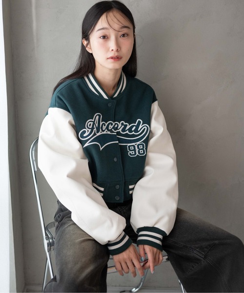 WEGO（ウィゴー）の「WEGO/スタジアムロゴショートスタジャン（スタジャン・レディース・ブラック系その他/グリーン/ブラック/ワイン・FREE）」の20枚目の写真