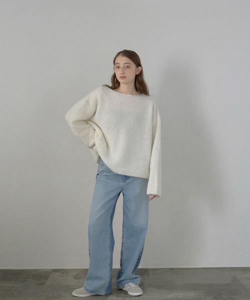 MINERTE（ミネルテ）の「【MINERTE】boat neck loop yarn knit pullover / ボートネックループヤーンニット（ニット/セーター・レディース・ピンク/オフホワイト/ライトブラウン・FREE）」の6枚目の写真