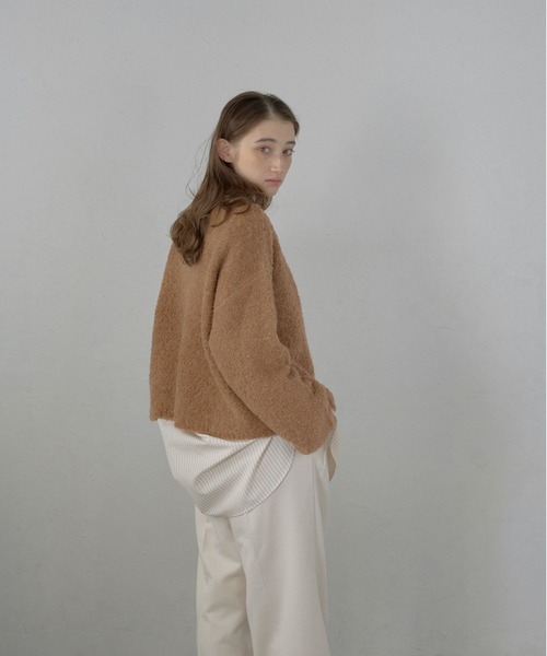 MINERTE（ミネルテ）の「【MINERTE】boat neck loop yarn knit pullover / ボートネックループヤーンニット（ニット/セーター・レディース・ピンク/オフホワイト/ライトブラウン・FREE）」の20枚目の写真