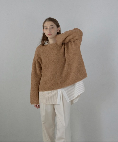MINERTE（ミネルテ）の「【MINERTE】boat neck loop yarn knit pullover / ボートネックループヤーンニット（ニット/セーター・レディース・ピンク/オフホワイト/ライトブラウン・FREE）」の22枚目の写真