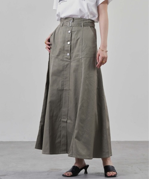 セール】ウエストベルト付きフロントボタンスカート（スカート