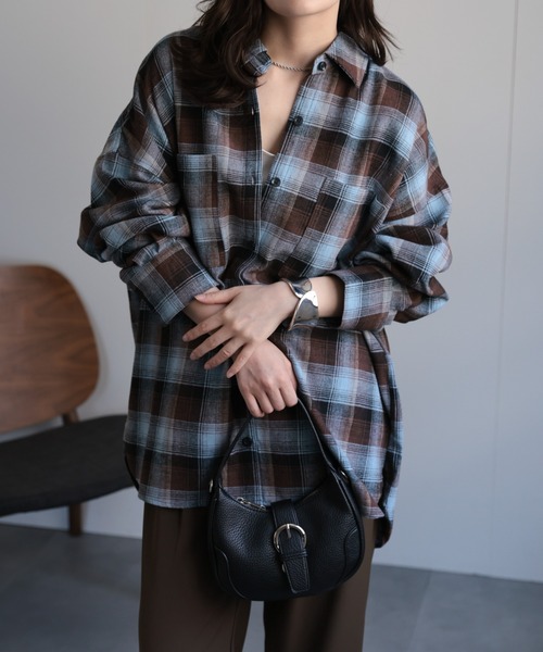 セール】オンブレチェックオーバーシャツ / ネルシャツ（シャツ