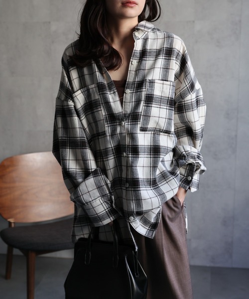 セール】オンブレチェックオーバーシャツ / ネルシャツ（シャツ