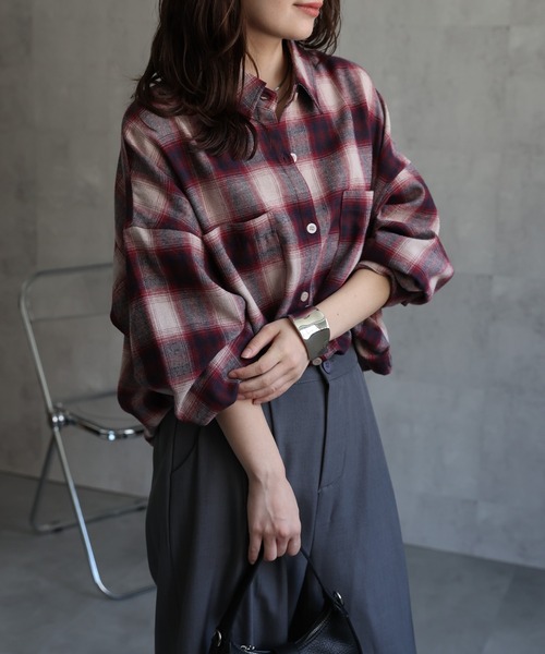 AP STUDIO 2万円 オンブレ チェック シャツ　コットン　オーバーサイズ AP STUDIO 2万円 オンブレ チェック シャツ コットン オーバー