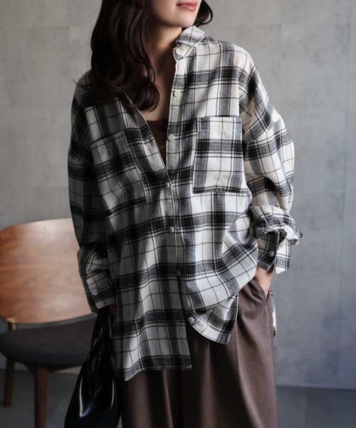 オンブレチェックシャツ　最終値下げ セール】オンブレチェックオーバーシャツ / ネルシャツ（シャツ