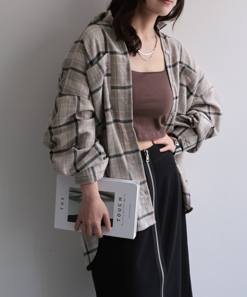 ap retro(アプレトロ)の「オンブレチェックオーバーシャツ / ネルシャツ(シャツ/ブラウス・レディース・ブラック/ブラウン/ライトベージュ/ボルドー/ブルー/オフホワイト/アイボリー/ベージュ/ブルー系その他/オレンジ・FREE)」の12枚目の写真