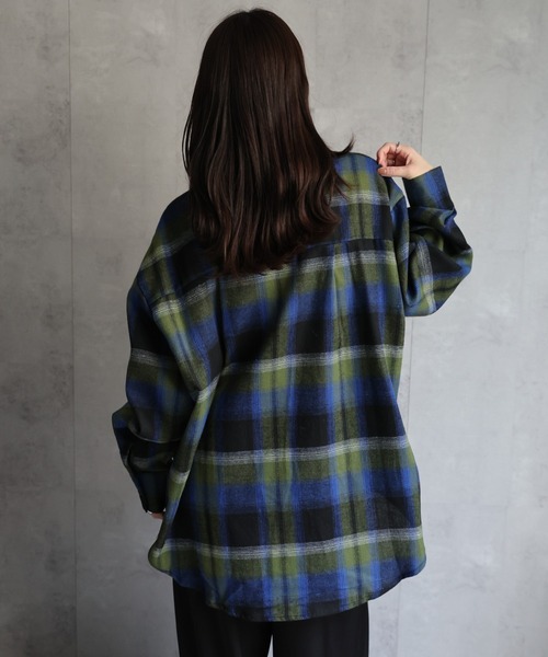 ap retro(アプレトロ)の「オンブレチェックオーバーシャツ / ネルシャツ(シャツ/ブラウス・レディース・ブラック/ブラウン/ライトベージュ/ボルドー/ブルー/オフホワイト/アイボリー/ベージュ/ブルー系その他/オレンジ・FREE)」の13枚目の写真