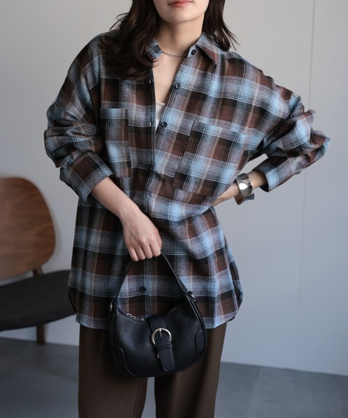 セール】オンブレチェックオーバーシャツ / ネルシャツ（シャツ