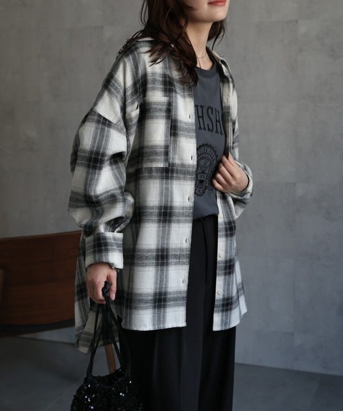 セール】オンブレチェックオーバーシャツ / ネルシャツ（シャツ