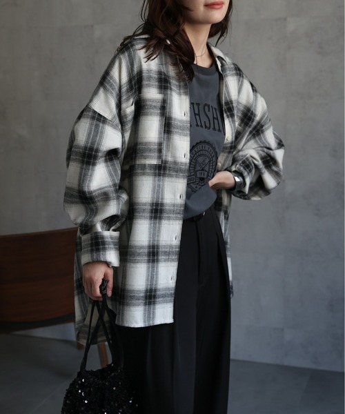 セール】オンブレチェックオーバーシャツ / ネルシャツ（シャツ