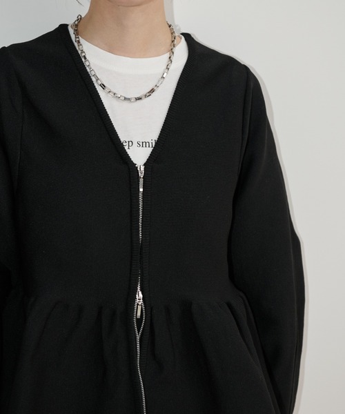 Shelly island（シェリーアイランド）の「ダブルジップペプラムカーデ（カーディガン/ボレロ・レディース・ホワイト/ブラック・FREE）」の12枚目の写真
