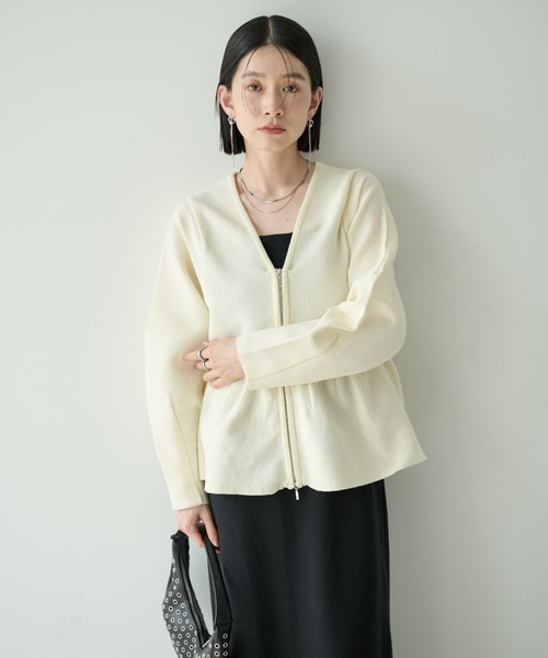 セール】ダブルジップペプラムカーデ（カーディガン/ボレロ