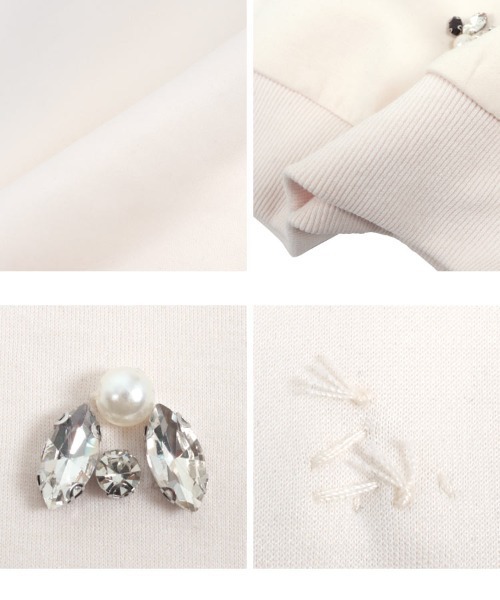 KOBE LETTUCE（コウベレタス）の「ビジューダイバーモックネックトップス（スウェット・レディース・ブラック/グレー/アイボリー系・M）」の10枚目の写真