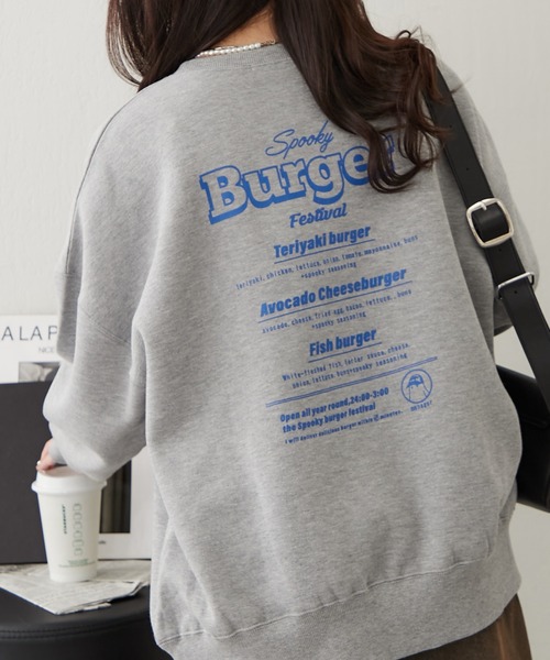 continuer de NICE CLAUP（コンティニューデナイスクラップ）の「ｵﾊﾞｹﾌﾟﾘﾝﾄｽｳｪｯﾄ（スウェット・レディース・ブラウン/スミクロ/アイボリー/グレー・FREE）」の4枚目の写真