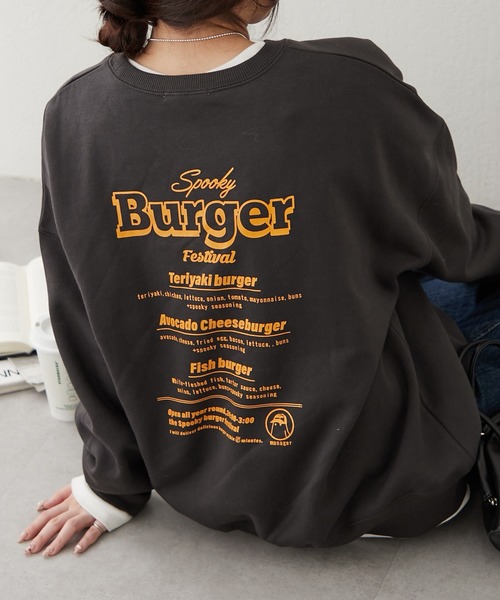 continuer de NICE CLAUP（コンティニューデナイスクラップ）の「ｵﾊﾞｹﾌﾟﾘﾝﾄｽｳｪｯﾄ（スウェット・レディース・ブラウン/スミクロ/アイボリー/グレー・FREE）」の3枚目の写真