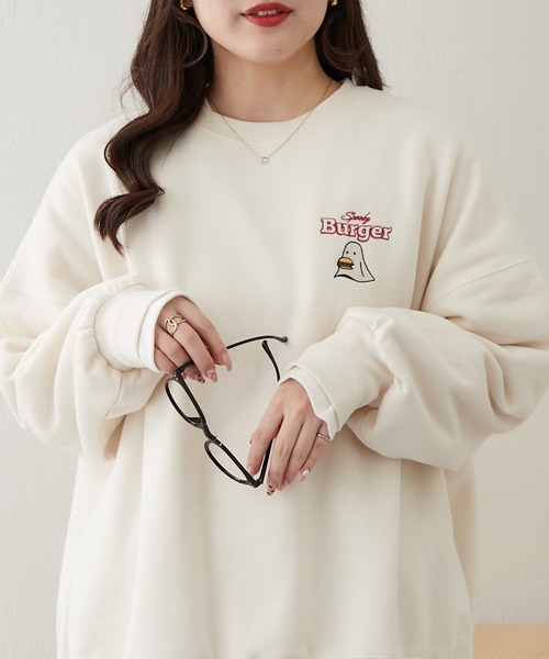 continuer de NICE CLAUP（コンティニューデナイスクラップ）の「ｵﾊﾞｹﾌﾟﾘﾝﾄｽｳｪｯﾄ（スウェット・レディース・ブラウン/スミクロ/アイボリー/グレー・FREE）」の22枚目の写真