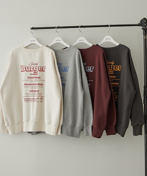 continuer de NICE CLAUP（コンティニューデナイスクラップ）の「ｵﾊﾞｹﾌﾟﾘﾝﾄｽｳｪｯﾄ（スウェット・レディース・ブラウン/スミクロ/アイボリー/グレー・FREE）」の5枚目の写真