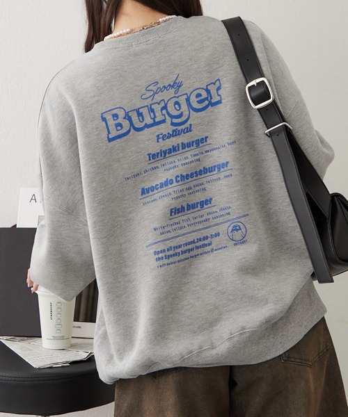 continuer de NICE CLAUP（コンティニューデナイスクラップ）の「ｵﾊﾞｹﾌﾟﾘﾝﾄｽｳｪｯﾄ（スウェット・レディース・ブラウン/スミクロ/アイボリー/グレー・FREE）」の8枚目の写真