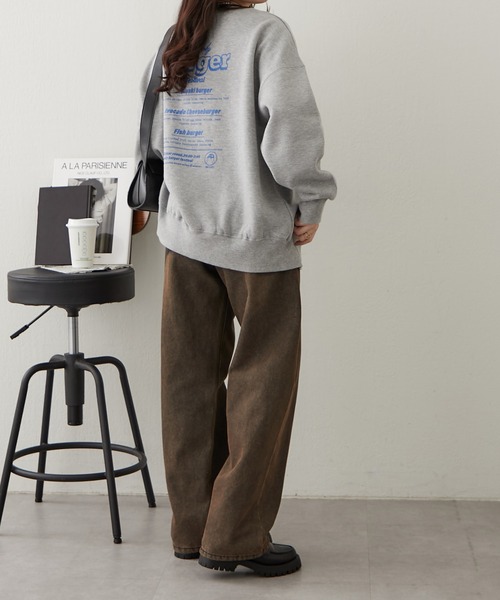 continuer de NICE CLAUP（コンティニューデナイスクラップ）の「ｵﾊﾞｹﾌﾟﾘﾝﾄｽｳｪｯﾄ（スウェット・レディース・ブラウン/スミクロ/アイボリー/グレー・FREE）」の10枚目の写真