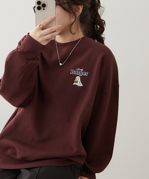 continuer de NICE CLAUP（コンティニューデナイスクラップ）の「ｵﾊﾞｹﾌﾟﾘﾝﾄｽｳｪｯﾄ（スウェット・レディース・ブラウン/スミクロ/アイボリー/グレー・FREE）」の14枚目の写真