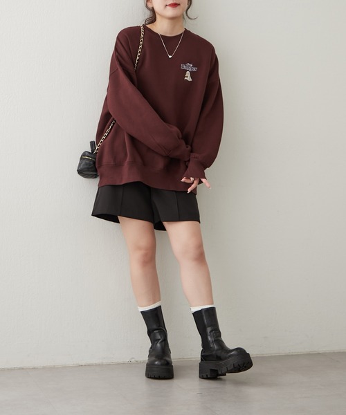 continuer de NICE CLAUP（コンティニューデナイスクラップ）の「ｵﾊﾞｹﾌﾟﾘﾝﾄｽｳｪｯﾄ（スウェット・レディース・ブラウン/スミクロ/アイボリー/グレー・FREE）」の17枚目の写真