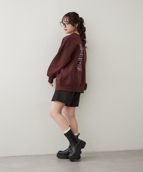 continuer de NICE CLAUP（コンティニューデナイスクラップ）の「ｵﾊﾞｹﾌﾟﾘﾝﾄｽｳｪｯﾄ（スウェット・レディース・ブラウン/スミクロ/アイボリー/グレー・FREE）」の18枚目の写真