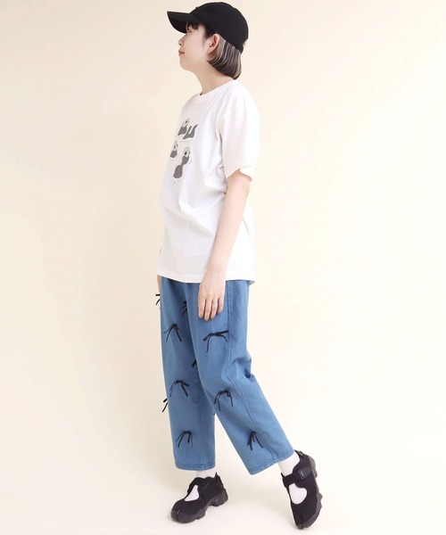 didizizi（ディディジジ）の「ラッコフレンズプリントTシャツ（Tシャツ/カットソー・レディース・ネイビー/ホワイト/ピンク・FREE）」の19枚目の写真