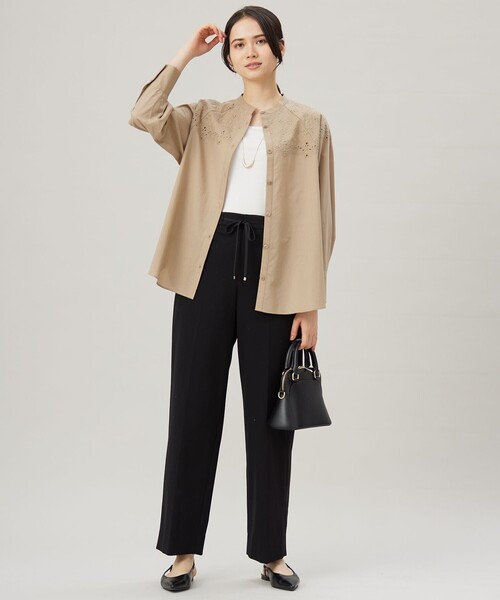 自由区（ジユウク）の「ライトフィールジャージーワイドストレート パンツ（その他パンツ・レディース・ネイビー系/ブラック系/ブルー系/ベージュ系・32）」の13枚目の写真