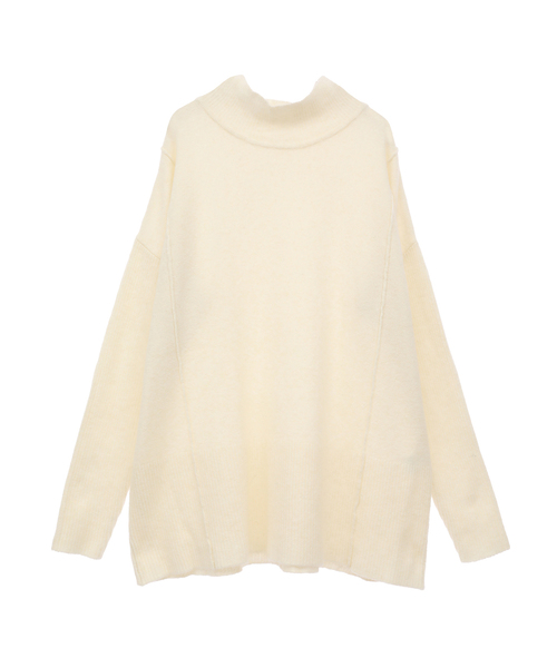 MELROSE claire(メルローズ クレール)の「ボトルネックチュニック(ニット/セーター・レディース・モカ/アイボリー/ブルーグリーン/ブラック・FREE)」の1枚目の写真