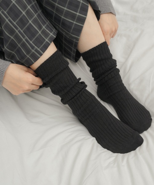 Birthday room（バースデイルーム）の「カラーリブソックス / color rib socks（ソックス/靴下・レディース・ピンク/ライトブルー/ブラック/アイボリー/グレー・FREE）」の2枚目の写真