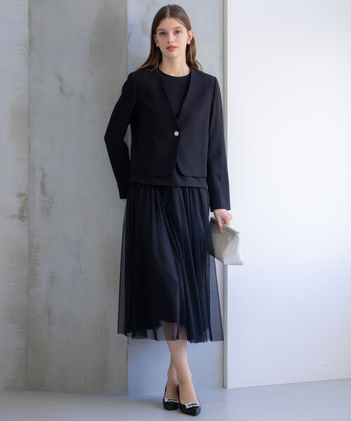 APPLAUDIR】クリアジョーゼット ドットチュールコンビ ドレス（ドレス