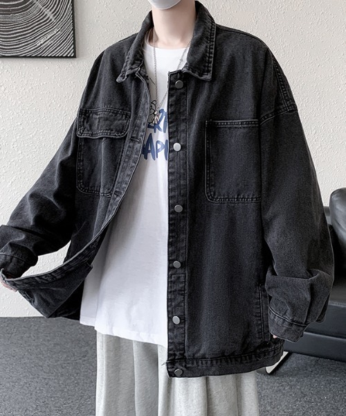 link lot(リンクロット)の「ルーズシルエットデニムジャケット(デニムジャケット・メンズ・ブルー/ブラック・L/M)」の4枚目の写真