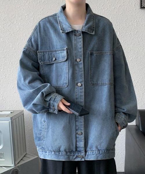 link lot(リンクロット)の「ルーズシルエットデニムジャケット(デニムジャケット・メンズ・ブルー/ブラック・L/M)」の20枚目の写真