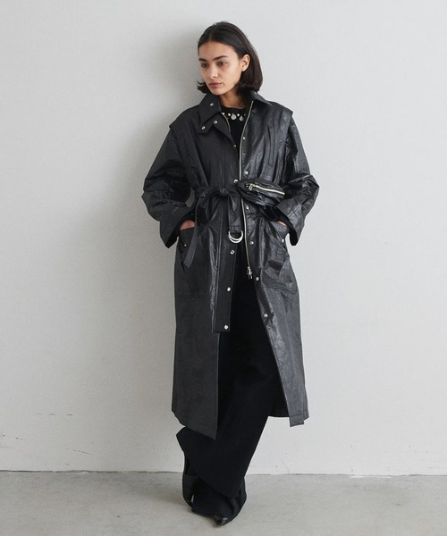 muller of yoshiokubo（ミュラーオブヨシオクボ）の「【muller of yoshiokubo/ミュラーオブヨシオクボ】PATCH POCKET COAT（その他アウター・レディース・ブラック/ベージュ・38）」の2枚目の写真