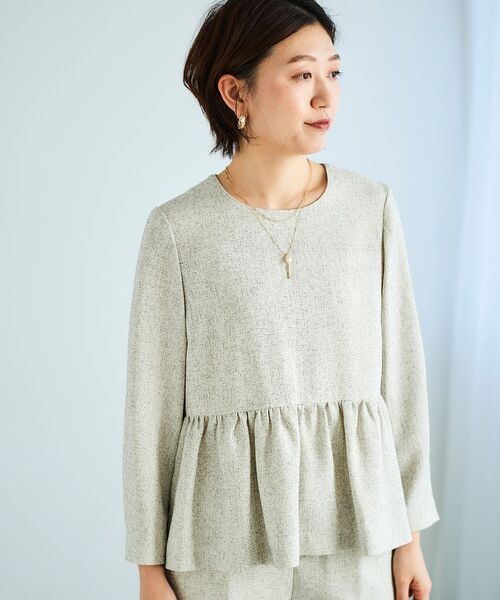 le.coeur blanc（ルクールブラン）の「ツィードペプラムノーカラーブラウス（シャツ/ブラウス・レディース・ホワイト系その他・38）」の3枚目の写真