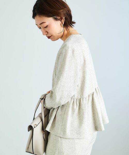 le.coeur blanc（ルクールブラン）の「ツィードペプラムノーカラーブラウス（シャツ/ブラウス・レディース・ホワイト系その他・38）」の7枚目の写真