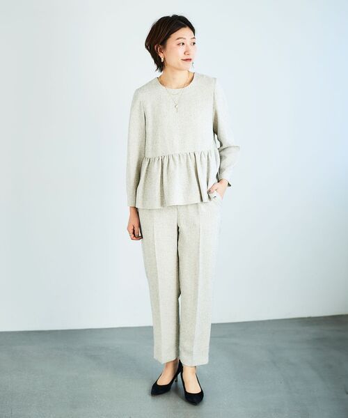 le.coeur blanc（ルクールブラン）の「ツィードペプラムノーカラーブラウス（シャツ/ブラウス・レディース・ホワイト系その他・38）」の9枚目の写真