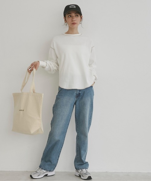 ANGIE(アンジー)の「配色ステッチ ワッフル ロンT(Tシャツ/カットソー・レディース・ライトベージュ/チャコールグレー/杢グレー/ホワイト/オートミール・FREE)」の10枚目の写真