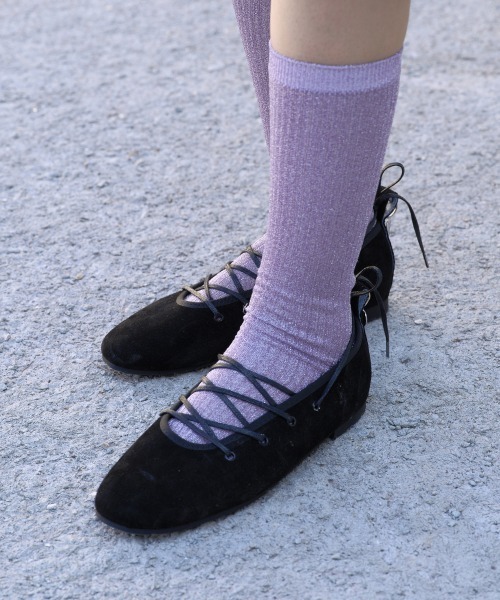 Rockfish Weatherwear ブラック バレエシューズ LACEUP FLAT SUEDE（バレエシューズ）｜ROCKFISH WEATHERWEAR