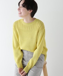 「human woman」 7分袖ニット MEDIUM イエロー レディース human woman｜ヒューマンウーマンのニット/セーター（イエロー